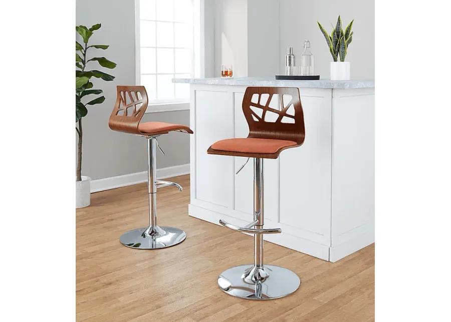 Watsonia VI Orange Adjustable Barstool, Set of 2