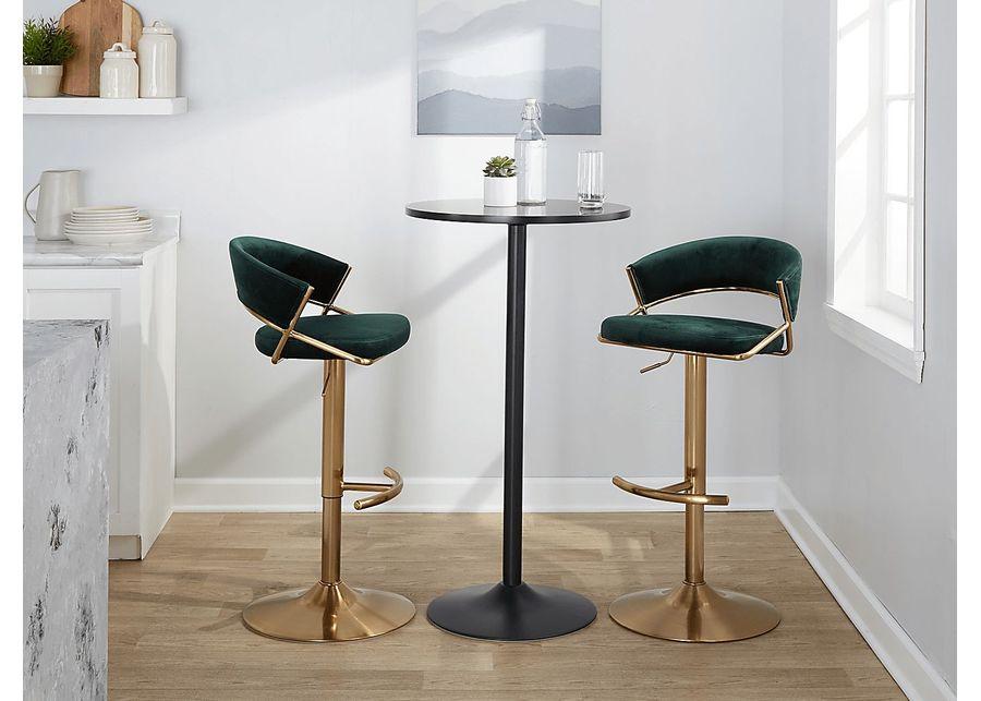 Harborson II Green Adjustable Swivel Barstool, Set of 2