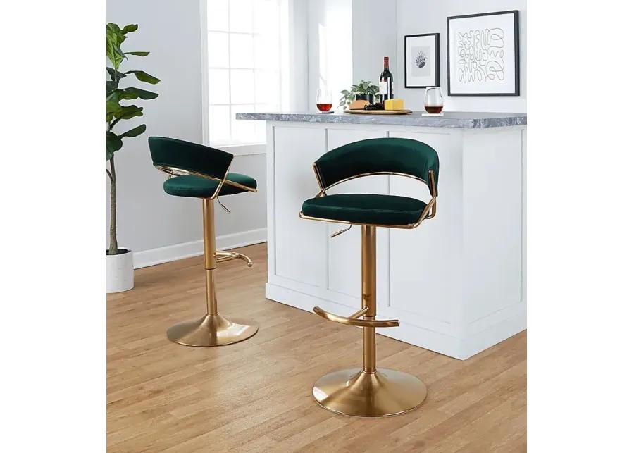 Harborson II Green Adjustable Swivel Barstool, Set of 2