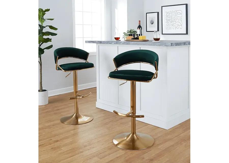 Harborson II Green Adjustable Swivel Barstool, Set of 2