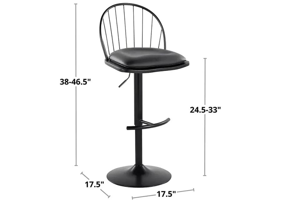 Charlias XII Black Adjustable Barstool, Set of 2