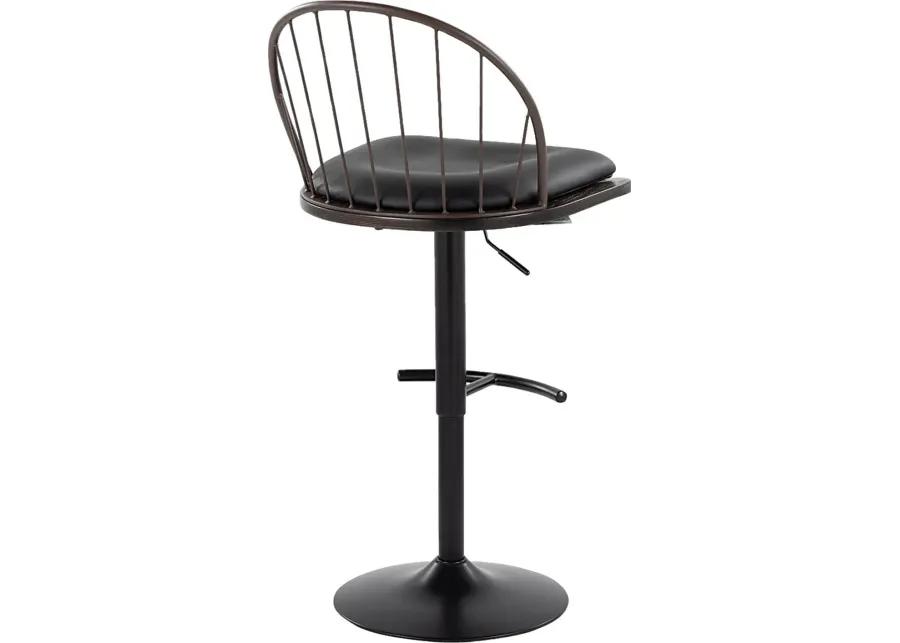 Charlias XII Black Adjustable Barstool, Set of 2