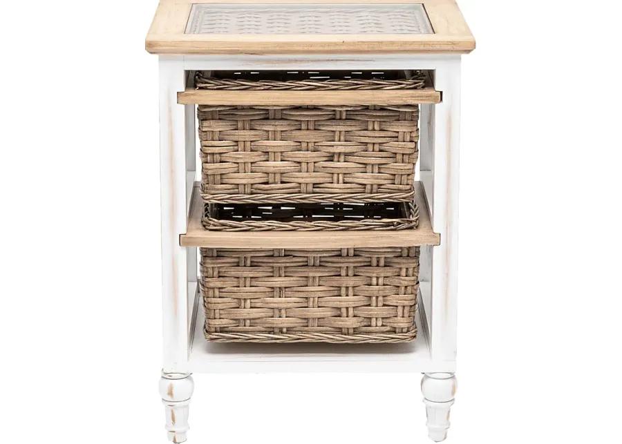 Melkre White 2 Basket Storage Cabinet