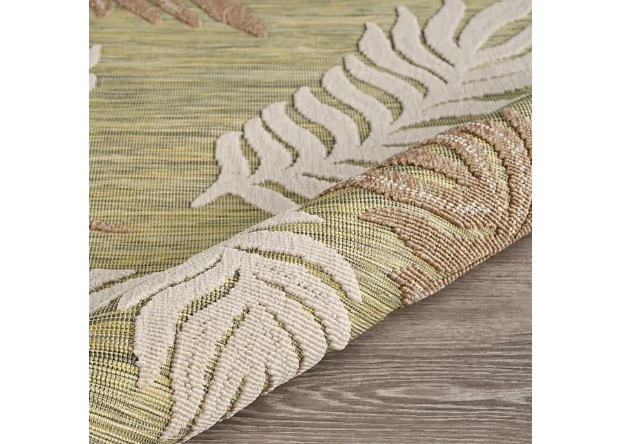 Abuhi Tan/Green 7'9 x 9'9 Indoor/Outdoor Rug