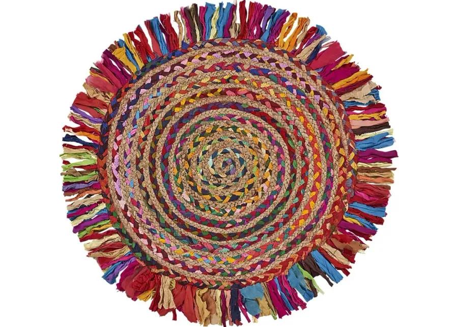 Reizu Red/Multi 5'6 Round Rug