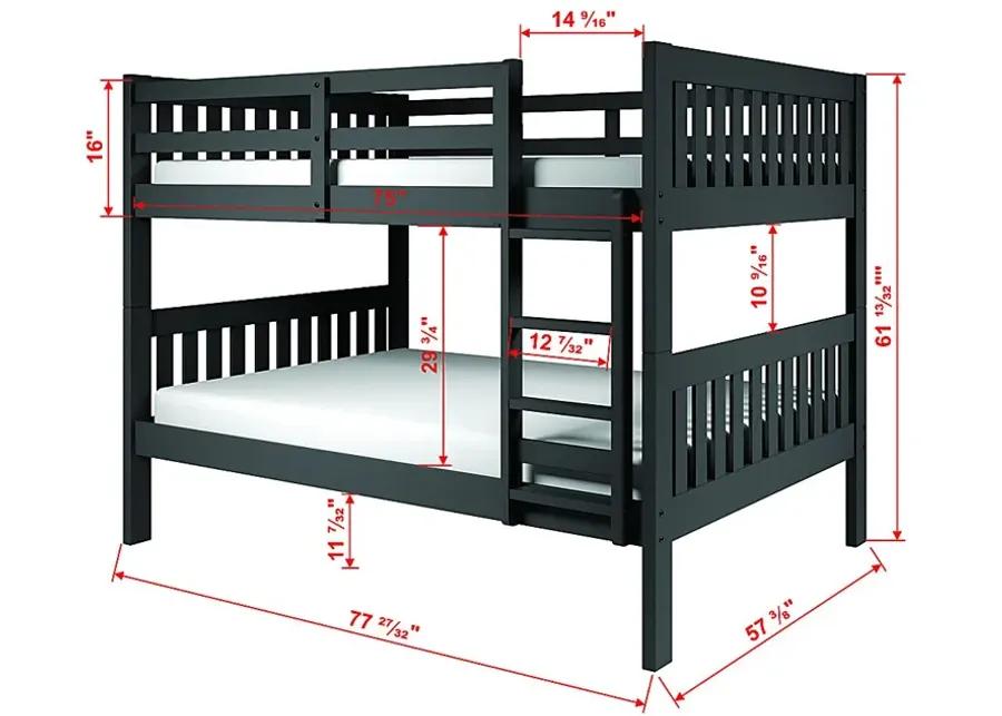 Kids Eleonara I Dark Gray Full/Full Bunk Bed