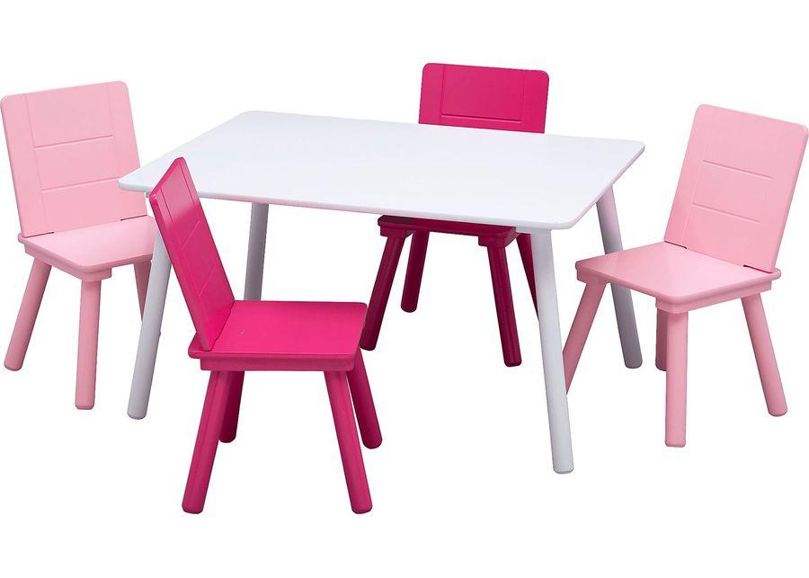 Kids Mellei White/Pink 5 Pc Table Set