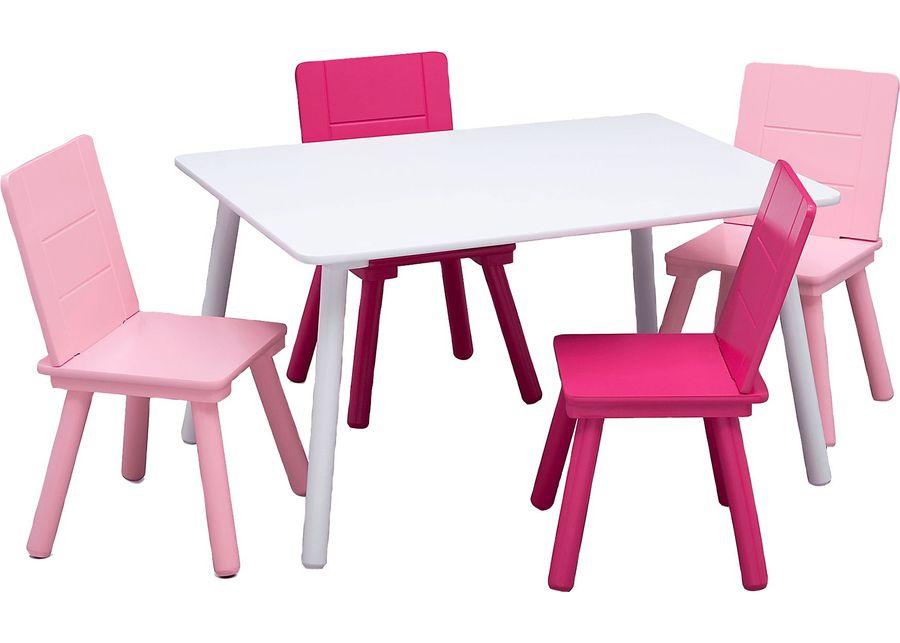 Kids Mellei White/Pink 5 Pc Table Set