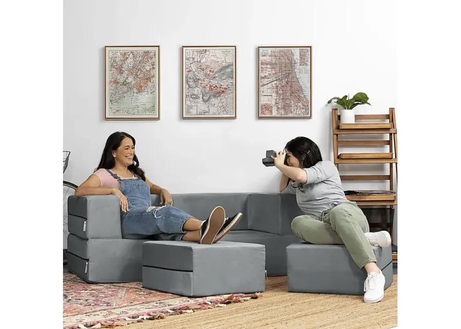 Kids Alfy Gray Loveseat & Ottoman Set