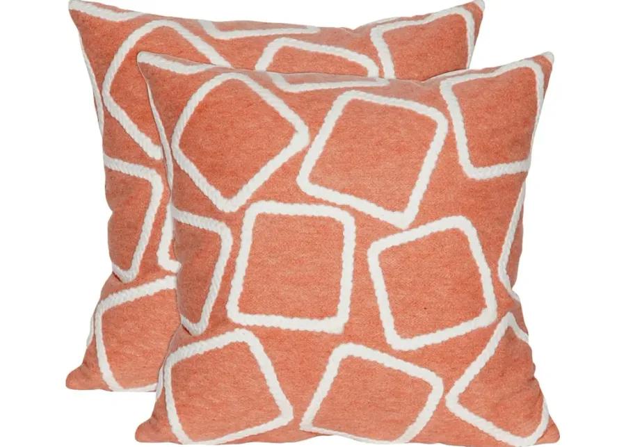 Arnway Orange Indoor/Outdoor Accent Pillow, Set of Two