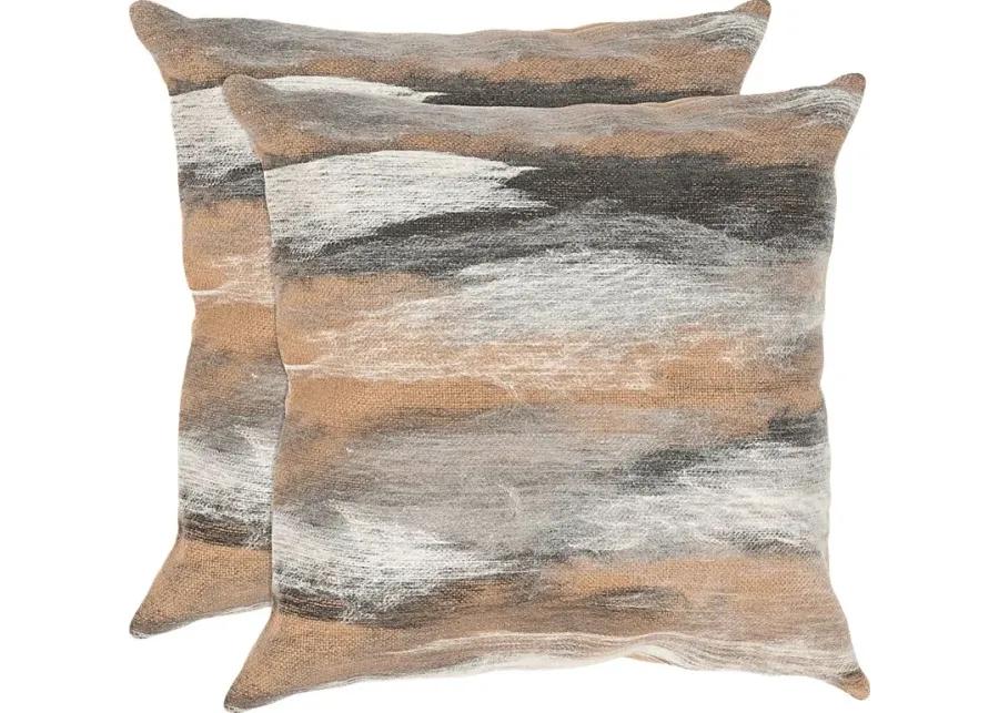 Graffolk Taupe Indoor/Outdoor Accent Pillow, Set of Two