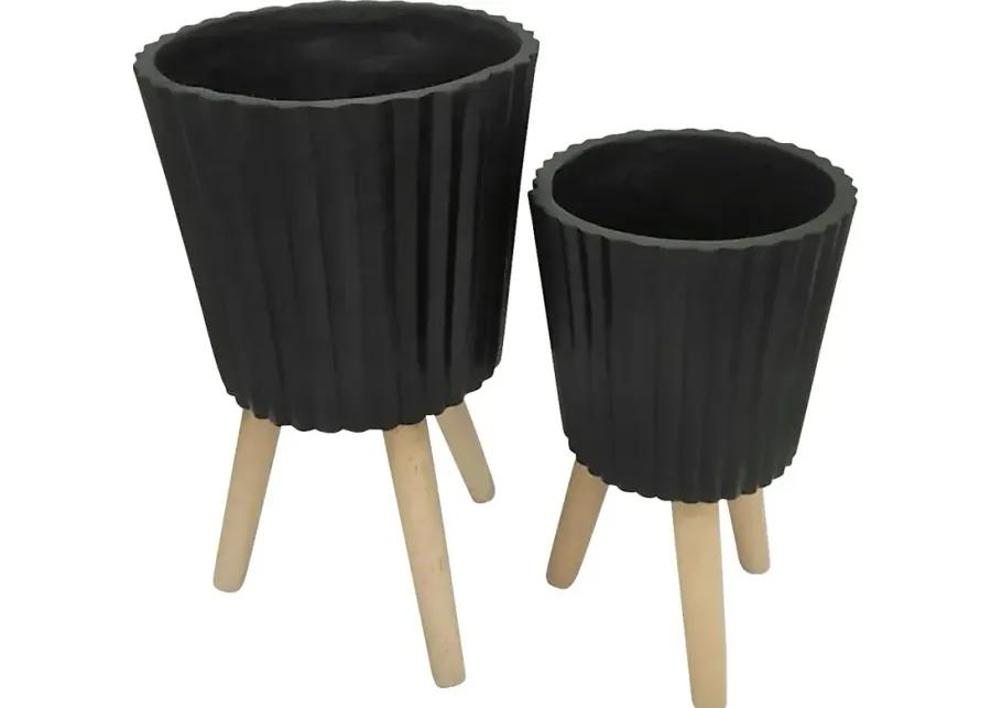 Weirton Black Planter, Set of 2