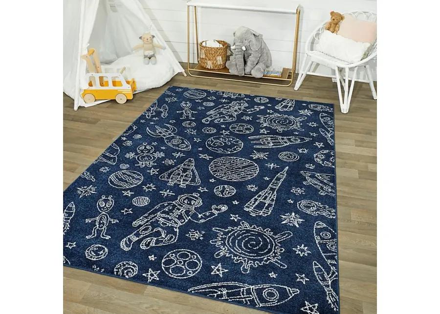 Kids Space Rockets Blue 3'11 x 5'7 Rug