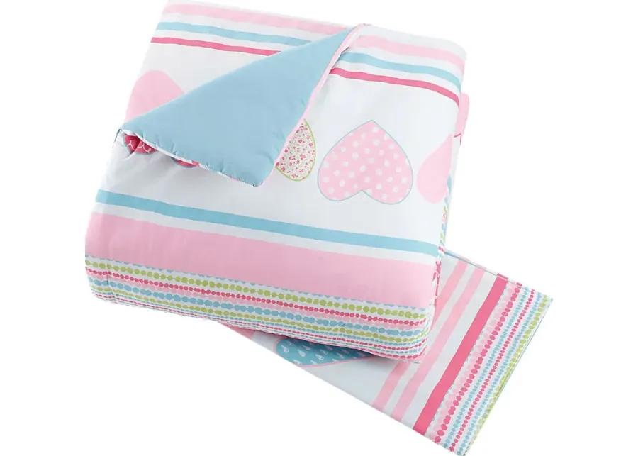 Kids Hearts Of Love Pink 4 Pc Twin Comforter Set