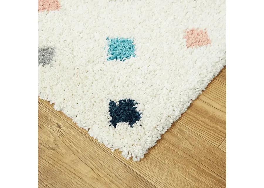 Kids Pastel Diamonds White 5'3 x 7' Rug