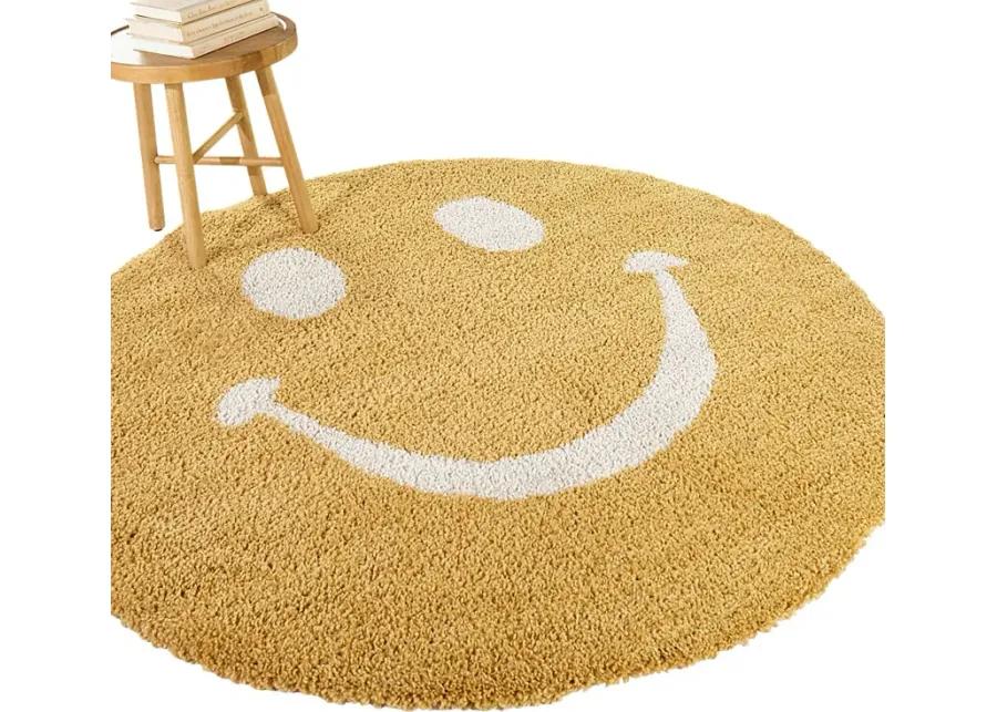 Kids Pagoldia Yellow 5'3 Round Rug