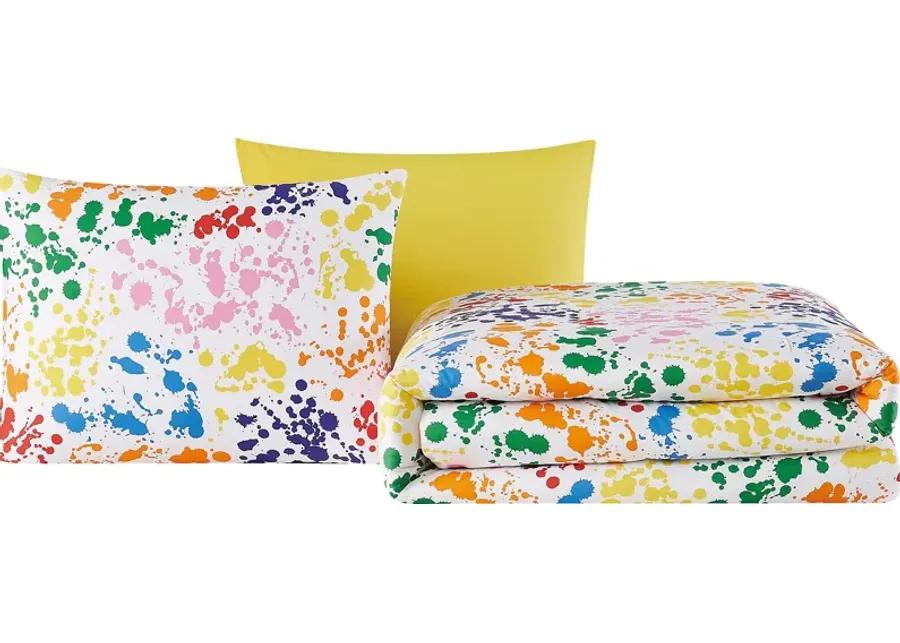 Kids Rainbow Splatter Multi 2 Pc Twin Comforter Set