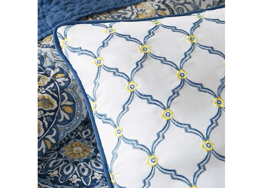 Tangiers Blue 6 Pc Queen Coverlet Set