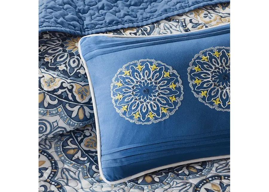 Tangiers Blue 6 Pc Queen Coverlet Set