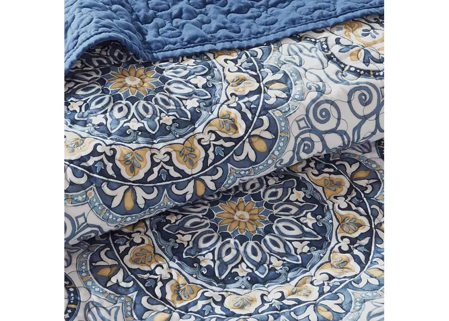 Tangiers Blue 6 Pc Queen Coverlet Set