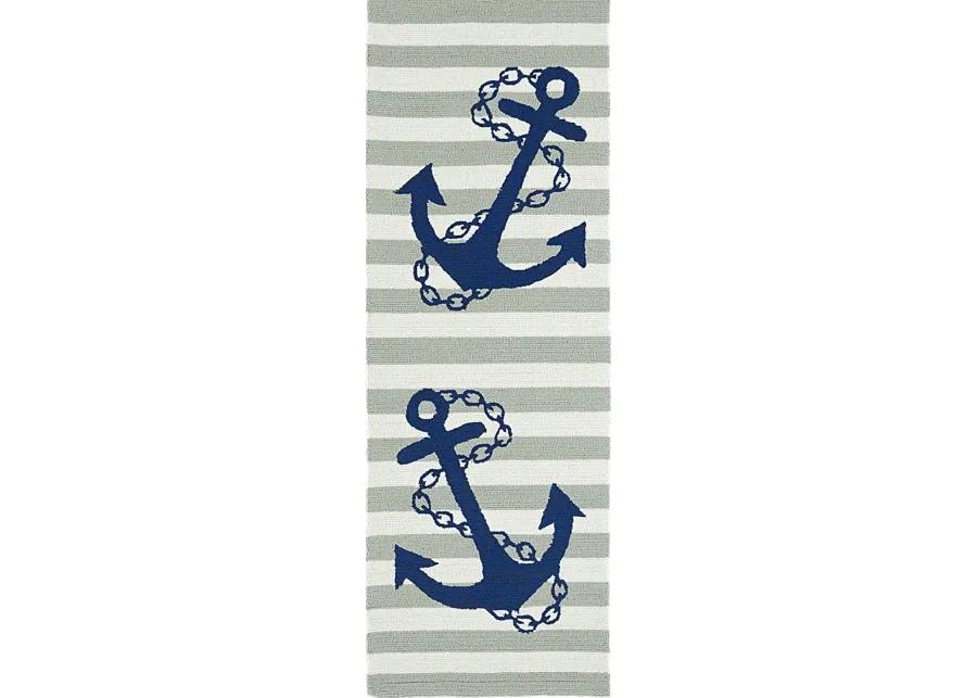 Drop Anchor Green 2' x 6' Indoor/Outdoor Rug