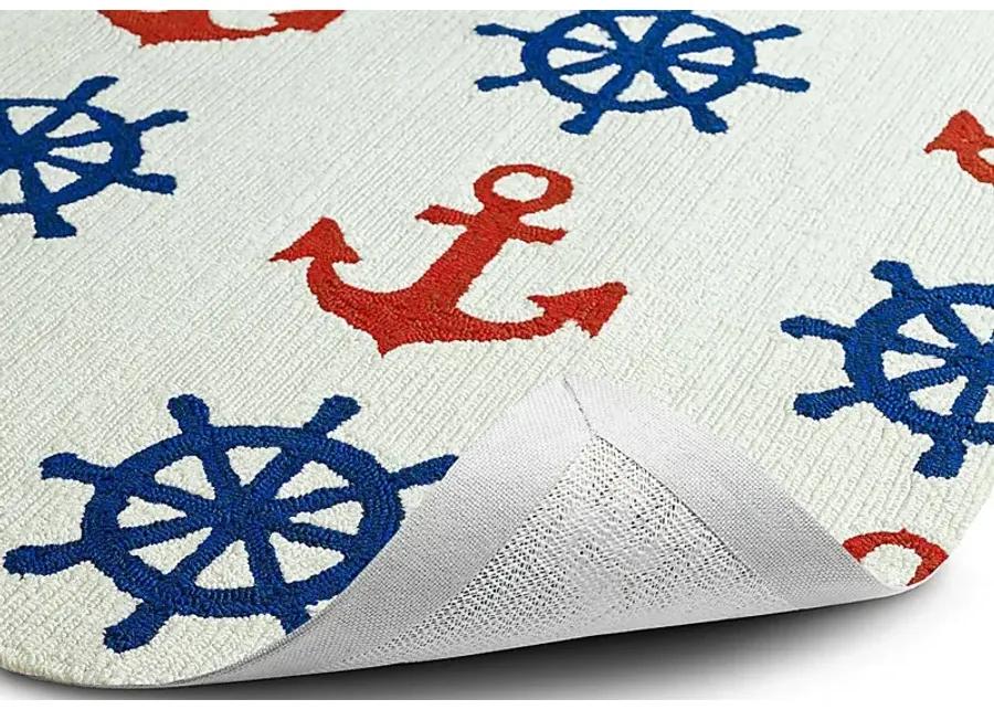 Nautical Life Ivory 5' x 7'6 Indoor/Outdoor Rug