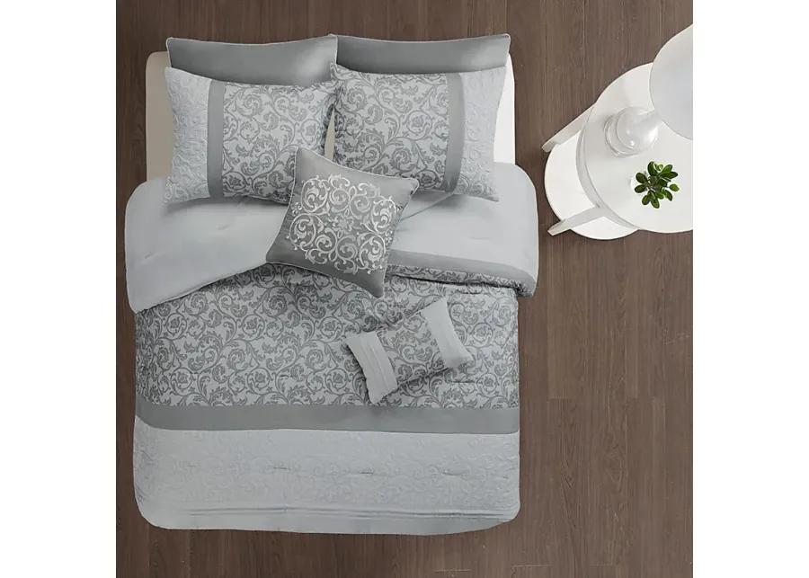 Hafnor Gray 8 Pc California King Comforter Set