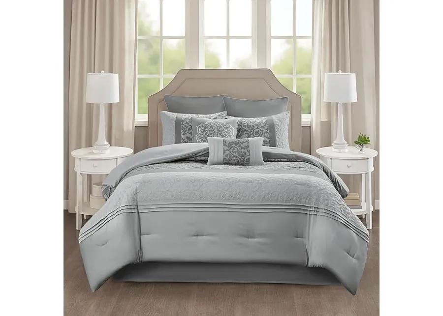 Hafnor Gray 8 Pc California King Comforter Set