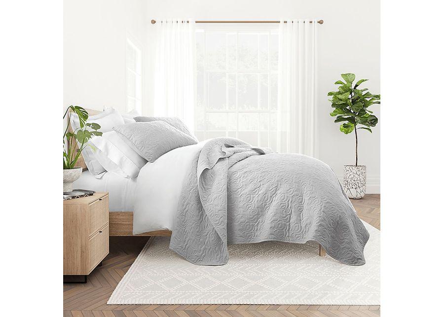 Goldhorn Gray 3 Pc Queen Quilt Set