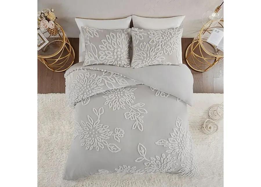 Melpomene Gray 3 Pc Full/Queen Duvet Set