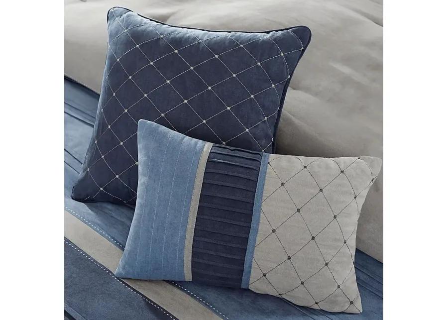 Amiah Navy 7 Pc Queen Comforter Set