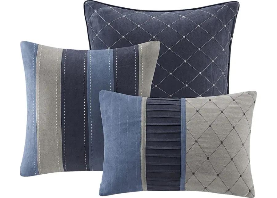 Amiah Navy 7 Pc Queen Comforter Set