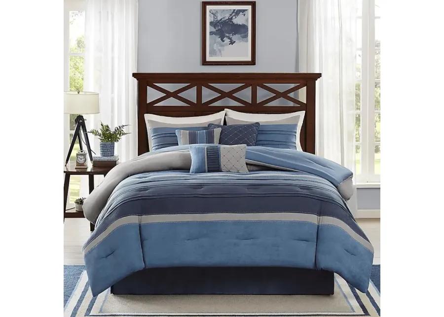 Amiah Navy 7 Pc Queen Comforter Set