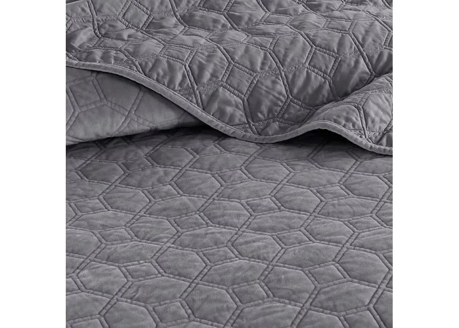 Larah Gray 3 Pc King Coverlet Set