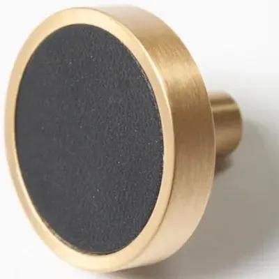 Leather & Brass Knob - Black