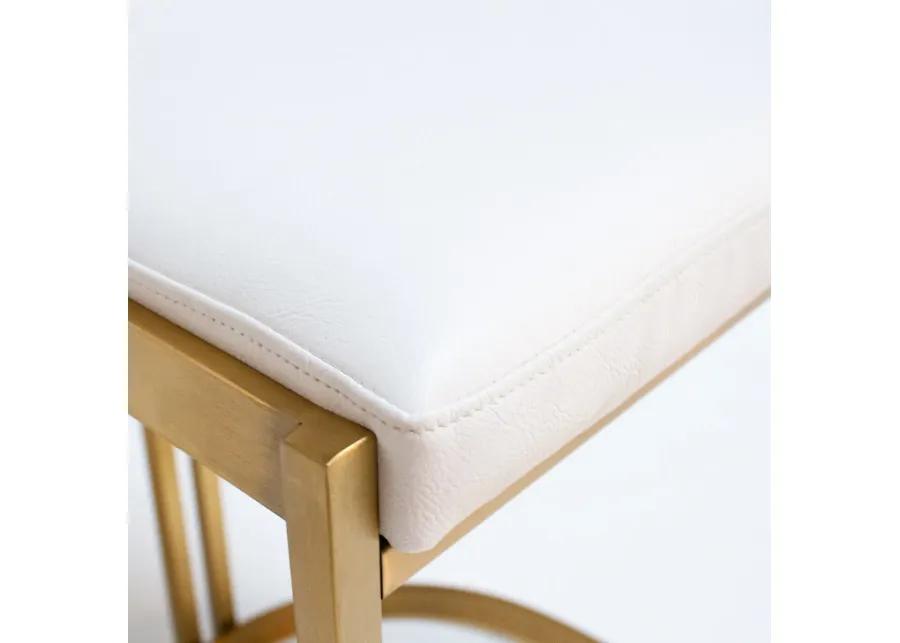 Ballantine Counter Stool In White Leather Brass