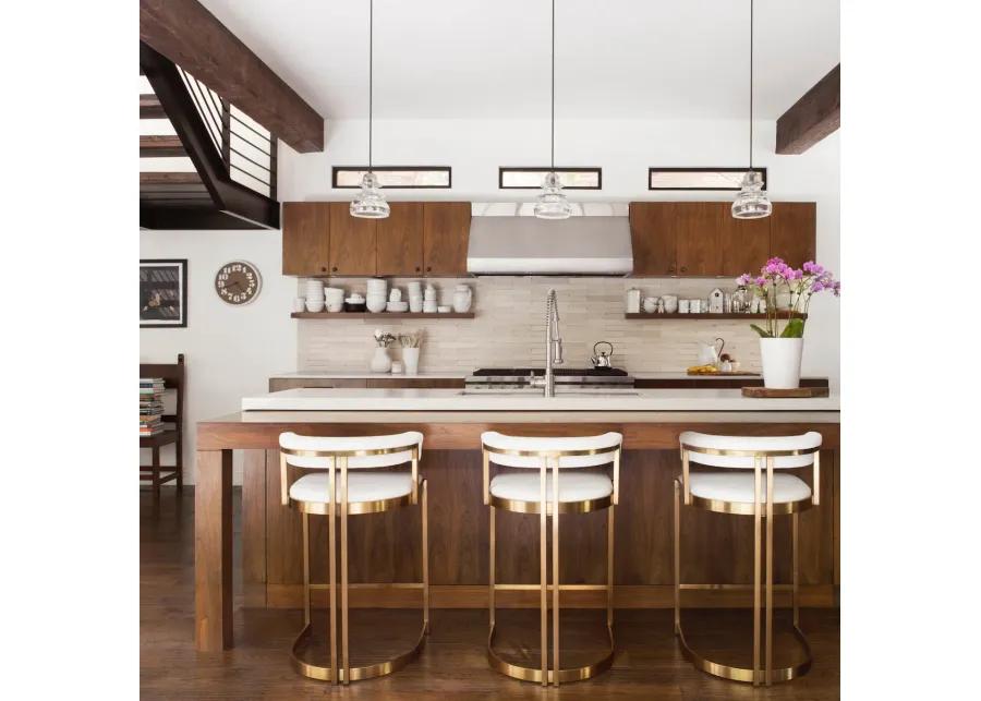 Ballantine Counter Stool In White Leather Brass