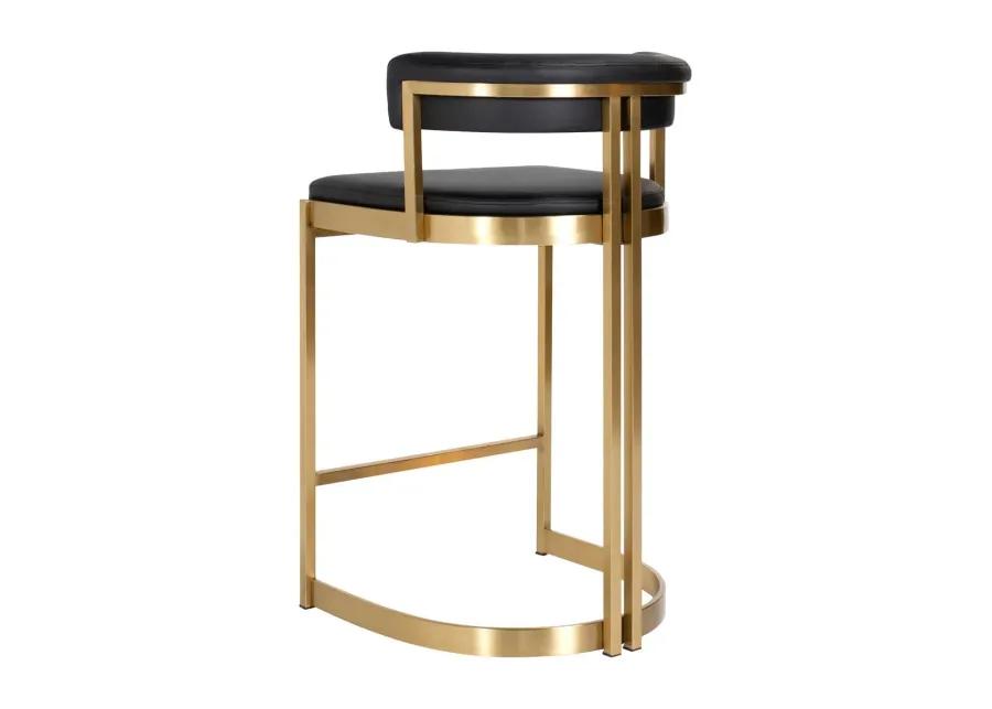 Ballantine Counter Stool in Black Leather Brass