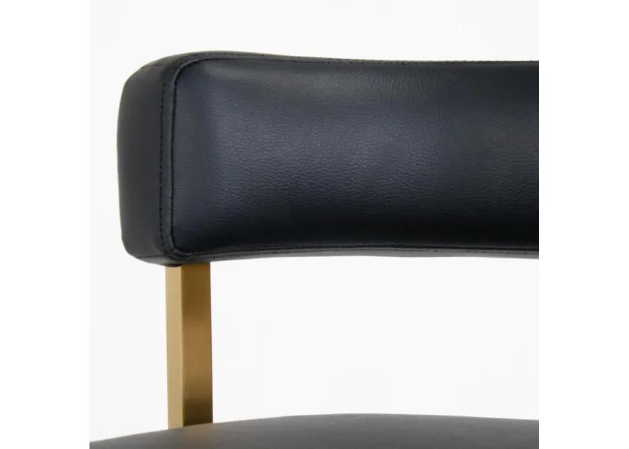 Ballantine Counter Stool in Black Leather Brass