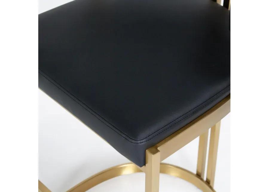 Ballantine Counter Stool in Black Leather Brass