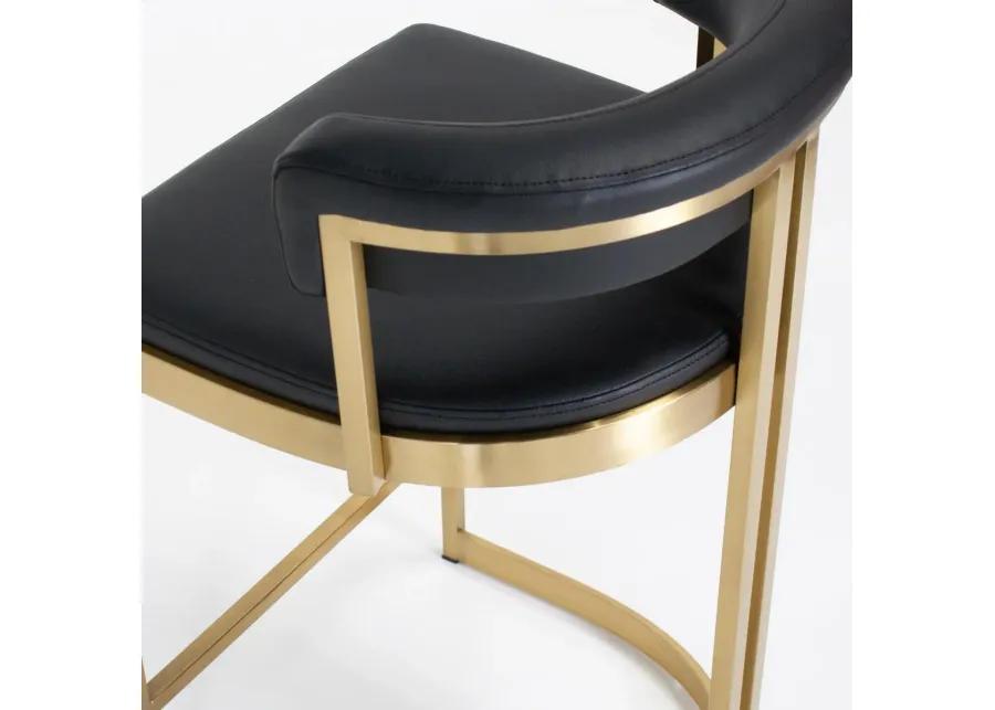 Ballantine Counter Stool in Black Leather Brass