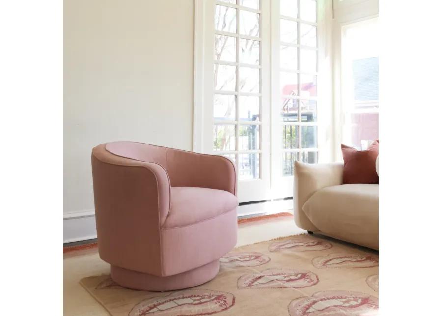 Helene Swivel Chair in Blush Linen