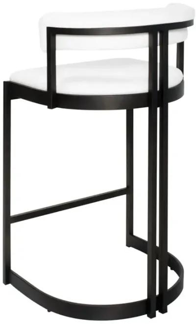 Ballantine Counter Stool in Matte Black White Leather