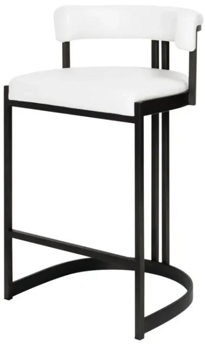 Ballantine Counter Stool in Matte Black White Leather