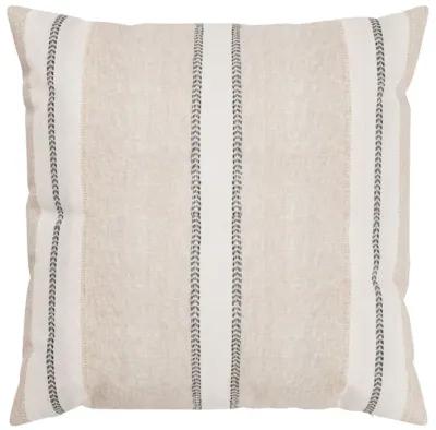 Dobby Natural & Black Stripe Linen Pillow