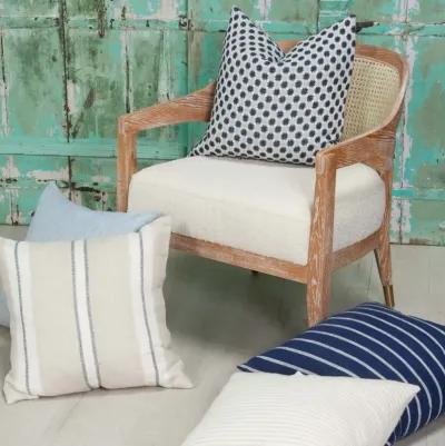 Dobby Navy & White Stripe Linen Pillow