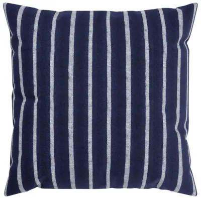 Dobby Navy & White Stripe Linen Pillow