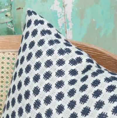 Dobby Navy Dot Linen Pillow