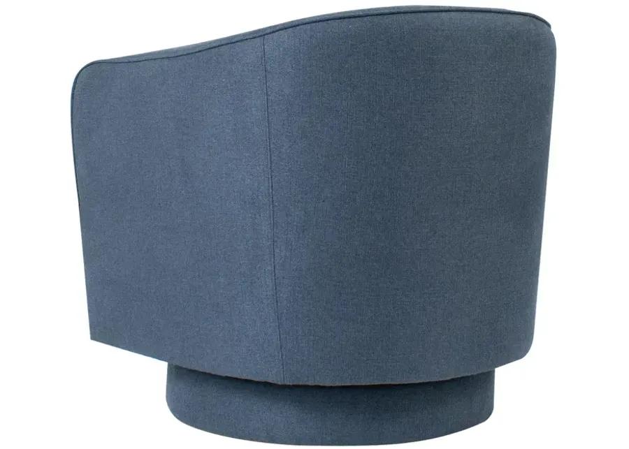 Helene Swivel Chair in Blue Tweed