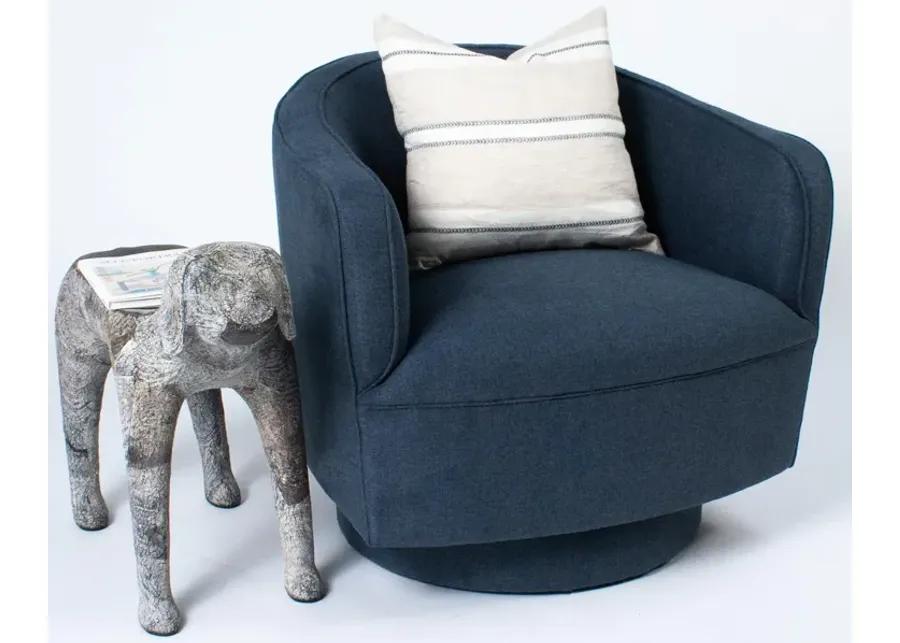 Helene Swivel Chair in Blue Tweed